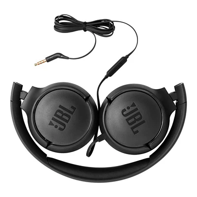 JBL Tune 500 Wired On-Ear Headphones - Black - JBLT500BLKAM