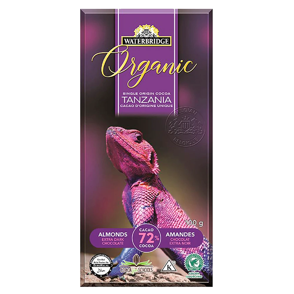 Waterbridge Organic - 72% Cocoa with Almonds - 100g