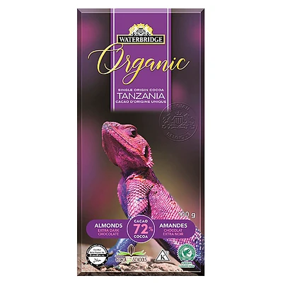 Waterbridge Organic - 72% Cocoa with Almonds - 100g