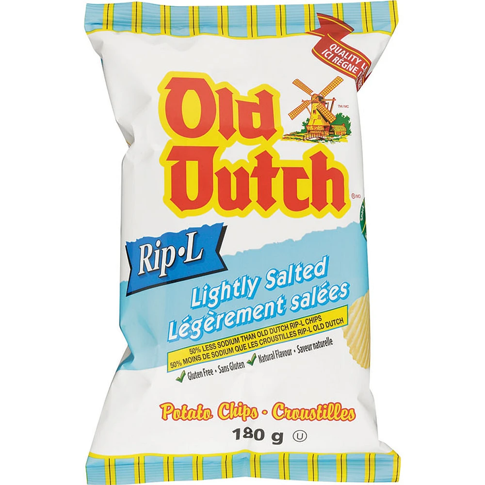 Old Dutch Rip-L Potato Chips - Light Salt - 180g