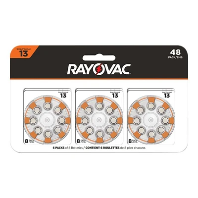 Rayovac Size 13 Hearing Aid Batteries - 48 pack - L13ZA-48ZMCDN
