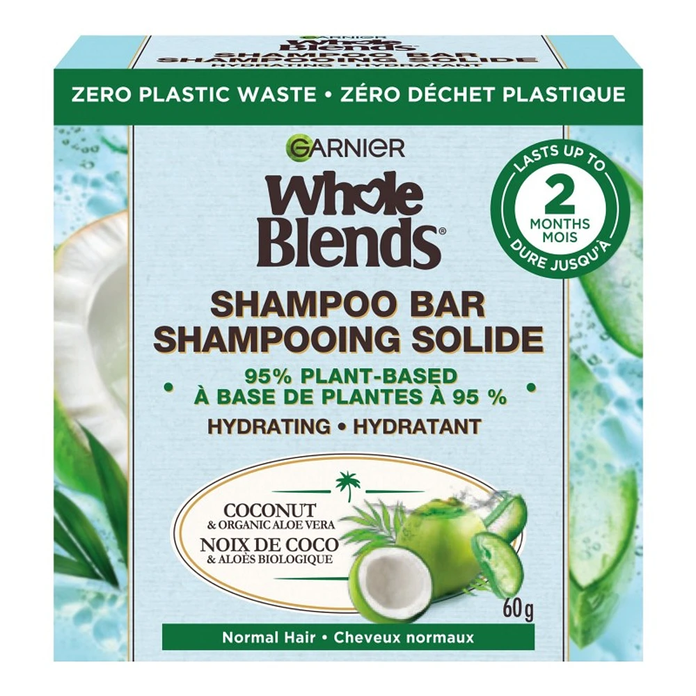 Garnier Whole Blends Shampoo Bar - Coconut and Organic Aloe Vera - 60g