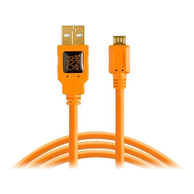 Tether Tools TetherPro USB-A to Micro-USB Cable - High Visibility Orange - 4.6m