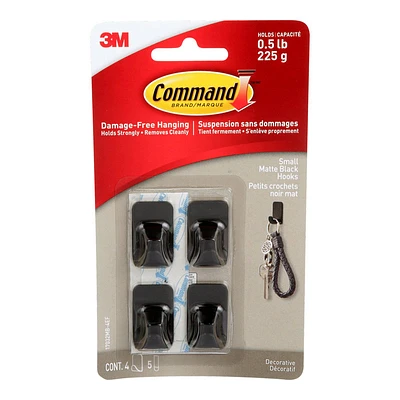 3M Command Self-Adhesive Hook - Matte Black - Small - 17032MB-4EF