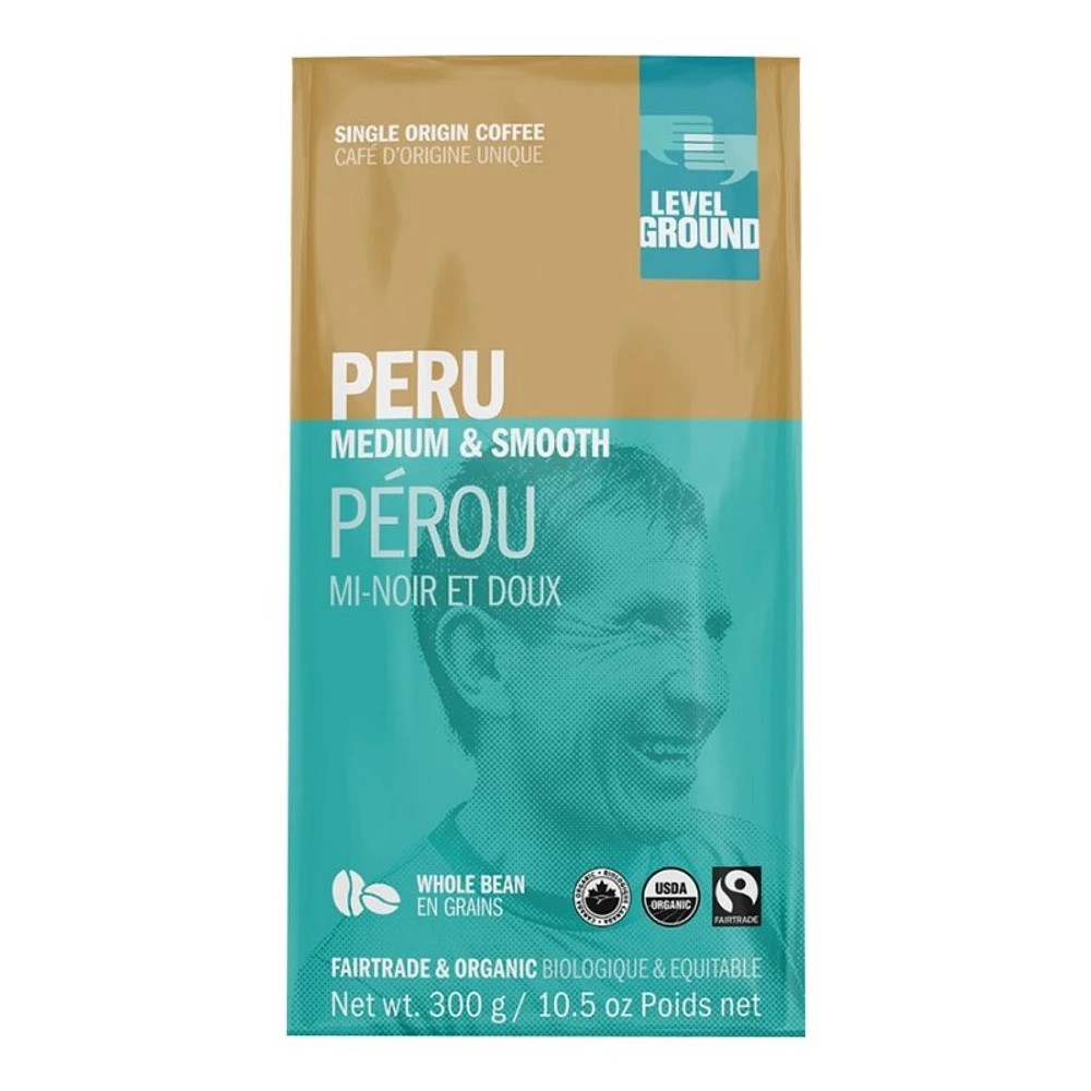 Level Ground Peru Whole Bean Coffee - Medium Roast - 300g