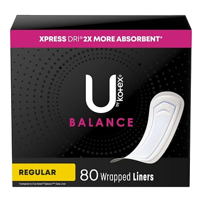 U by Kotex Balance Daily Wrapped Pantyliner - Regular - 80s