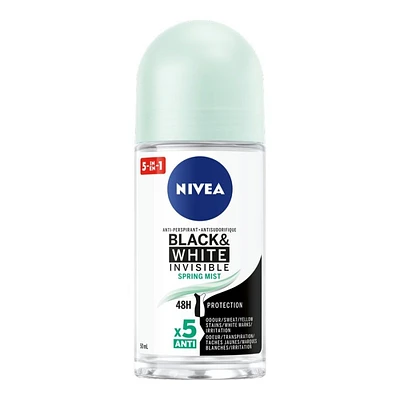 NIVEA Black & White Invisible Roll-On Antiperspirant Deodorant - Spring Mist - 50ml