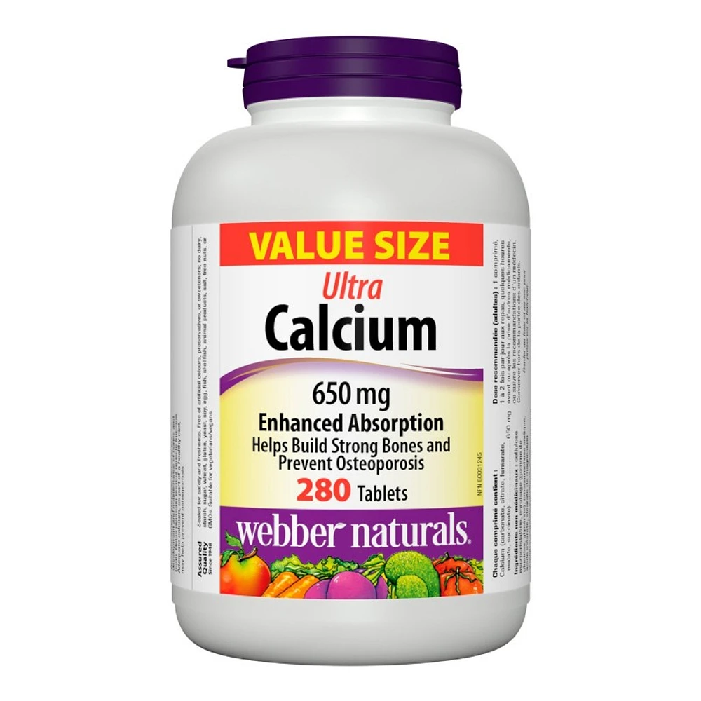 Webber Naturals Value Size Ultra Calcium Tablets - 650mg - 280s