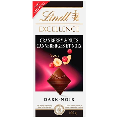 Lindt Excellence Chocolate Bar - Cranberry and Nuts - 100g
