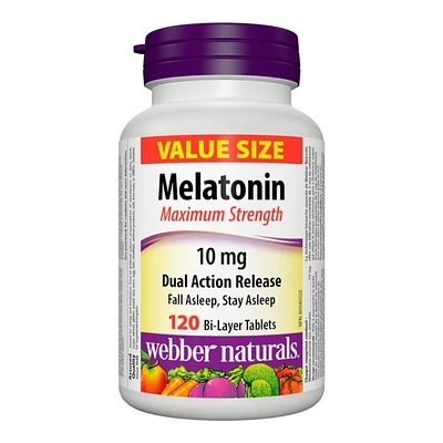 Webber Naturals Value Size Maximum Strength Melatonin Bi-layer Tablets - 10mg - 120's