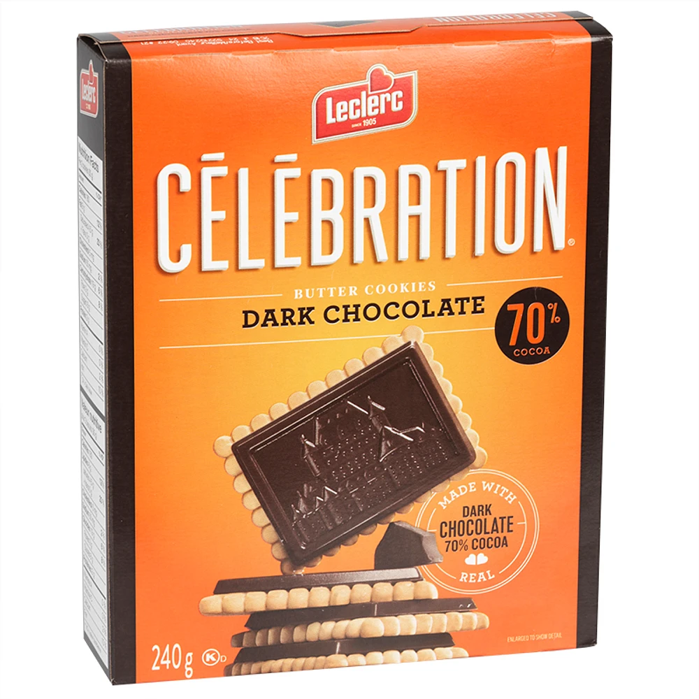 Leclerc Celebration Butter Cookies - 70% Cocao Dark Chocolate - 240g