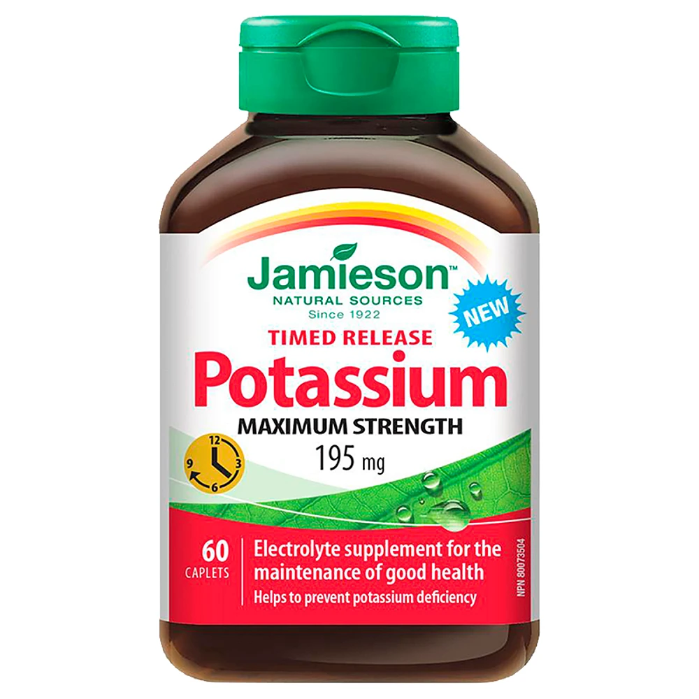 Jamieson Timed Release Potassium Maximum Strength - 195mg - 60 Caplets