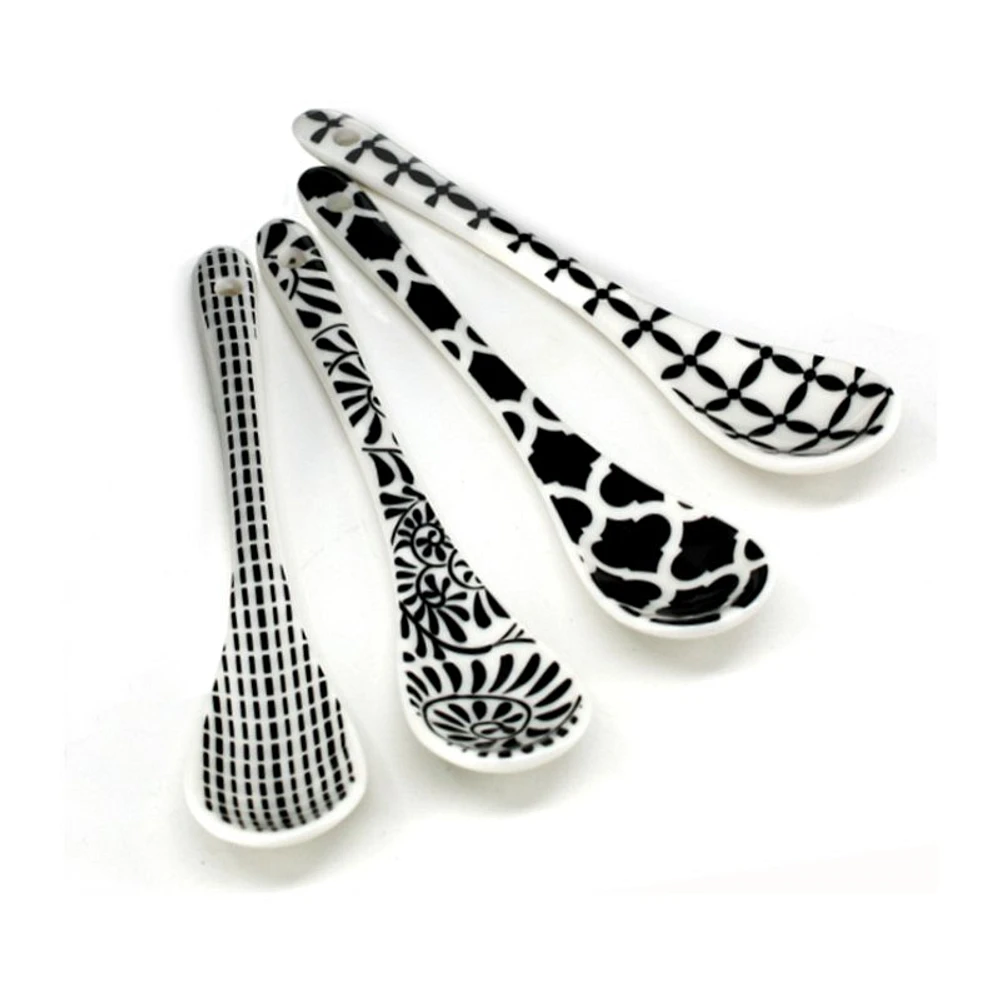 BIA Condiment Spoon Set - Black/White - 4 piece