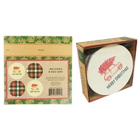 Xmas Coasters Set - Plaid - 4 piece