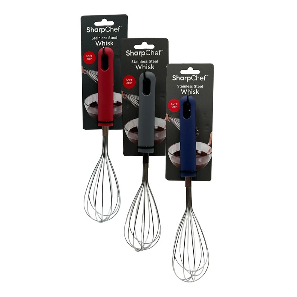 SharpChef Soft Grip Whisk - Stainless Steel - Assorted - 12 Inch