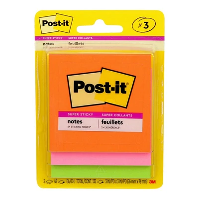 Post-it Super Sticky Energy Boost Collection Notes - 3 x 45 sheets