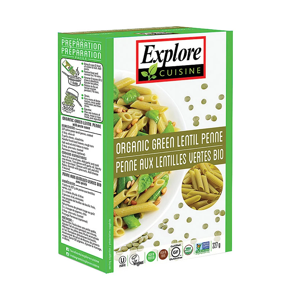 Explore Cuisine Penne - Green Lentil - 227g