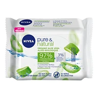 NIVEA Pure and Natural Biodegradable Wipes - Aloe Vera - 40's