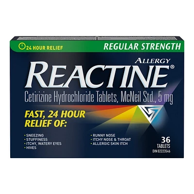 Reactine Allergy Regular Strength Cetirizine Hydrochloride Tablets - 5mg - 36's