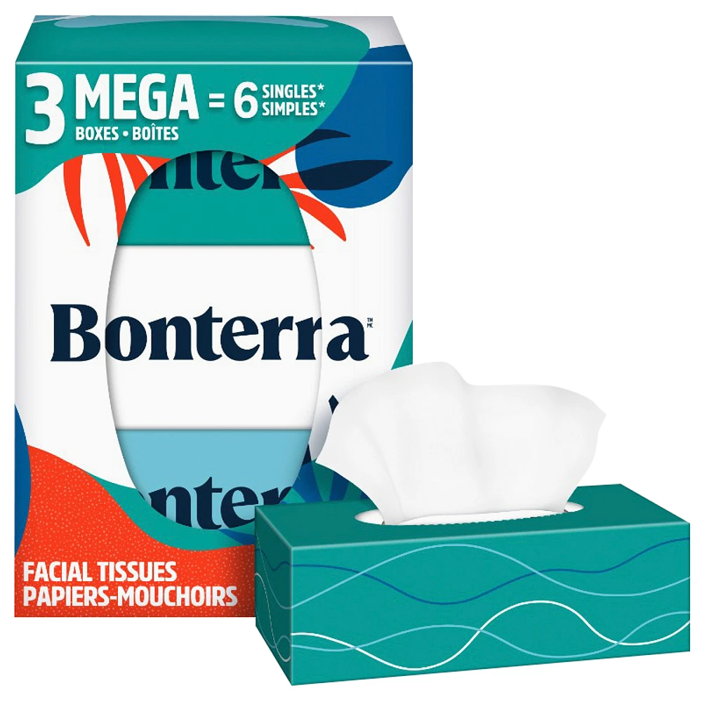 Bonterra Facial Tissues Mega Boxes - 3s