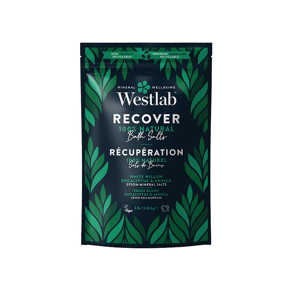 Westlab Epsom Bathing Salts Recover - White Willow & Eucalyptus - 1.36Kg