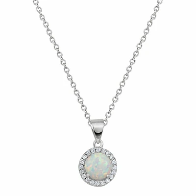 Collection by London Drugs Halo Opal Pendant - Silver