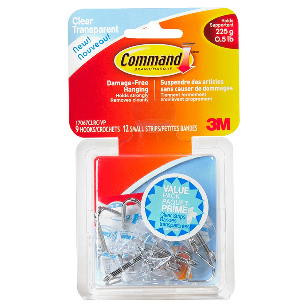 Command Small Wire Hooks Value Pack - Clear - 9's