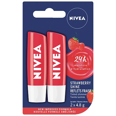 Nivea Tinted Shimmer Lip Balm - Strawberry Shine - 2 x 4.8g