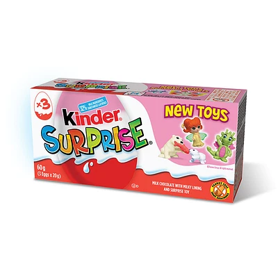 Kinder Surprise Milk Chocolate Eggs with Toys - Pink - 3s/60g