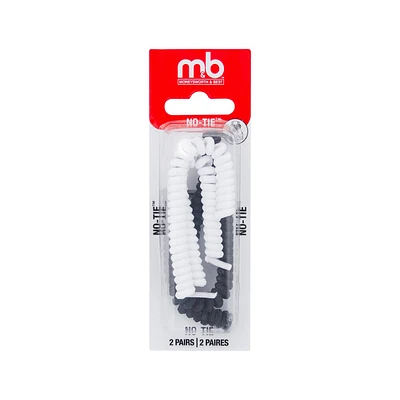 Moneysworth and Best No-Tie laces - White/Black - 36in/2pairs