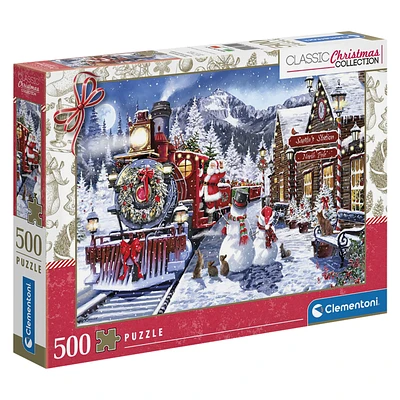 Clementoni Classic Christmas Collection Puzzle - Santa Station & White Snowman - 500 pieces