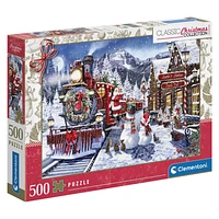 Clementoni Classic Christmas Collection Puzzle - Santa Station & White Snowman - 500 pieces