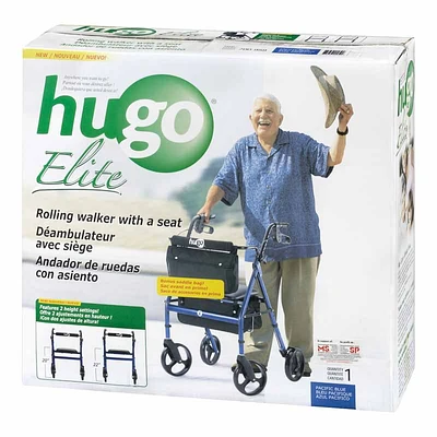 Hugo Elite Rolling Walker with Seat - Pacific Blue - 700-959
