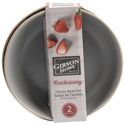 Gibson Home Rockaway Dinner Bowl Set - Grey - 2 Piece