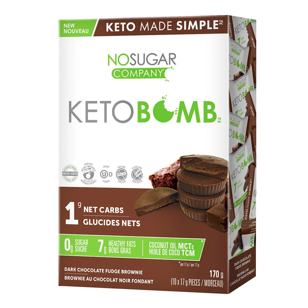 No Sugar Company Keto Bomb - Dark Chocolate Fudge Brownie - 10 x 17g