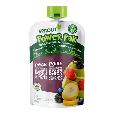 Sprout Organic Power Pak Puree - Pear with Superblend Berry Banana - 128ml