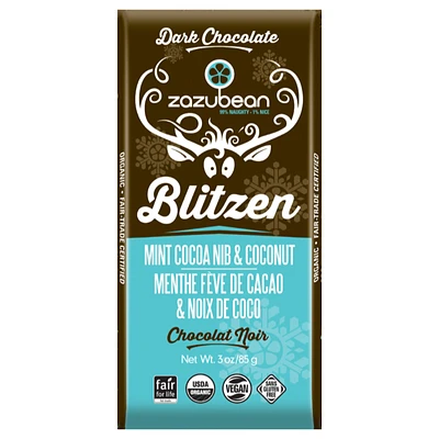 Zazubean Dark Chocolate - Mint Cocoa Nib & Coconut - 85g