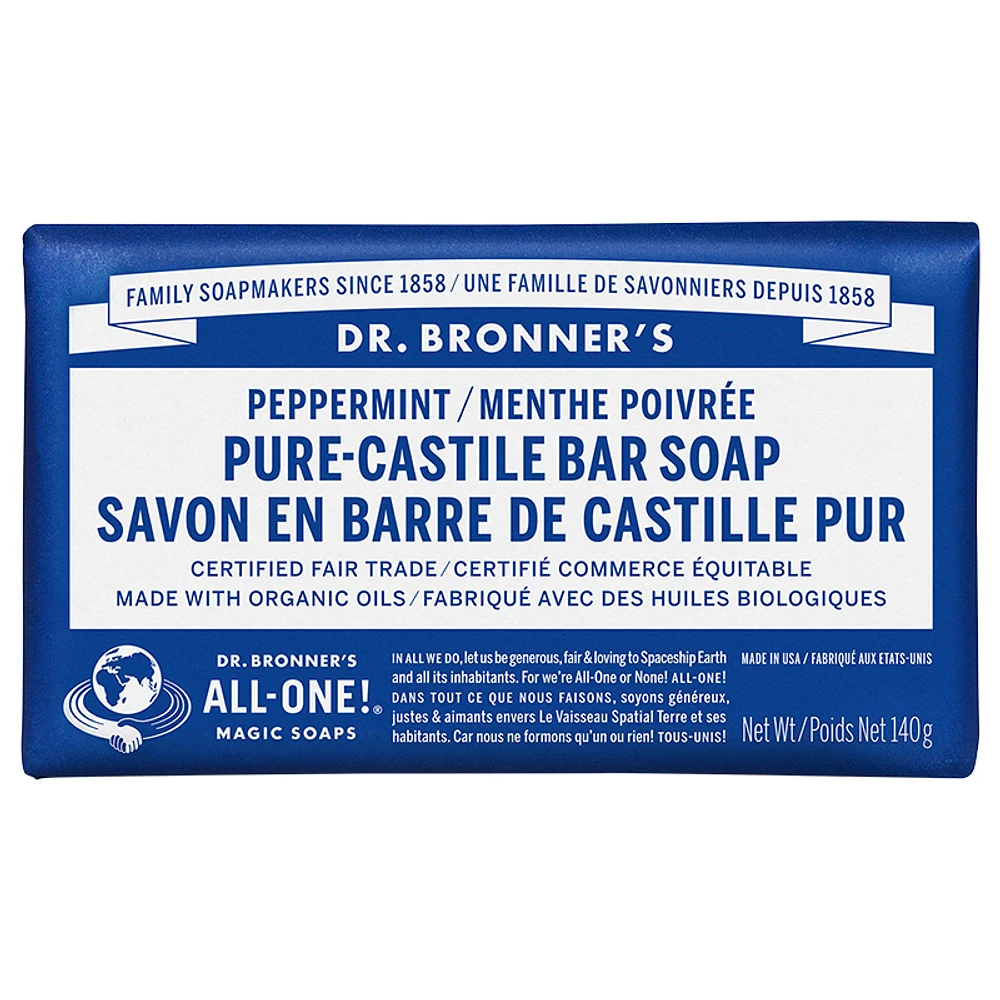 Dr. Bronner's Pure-Castile Bar Soap - Peppermint - 140g