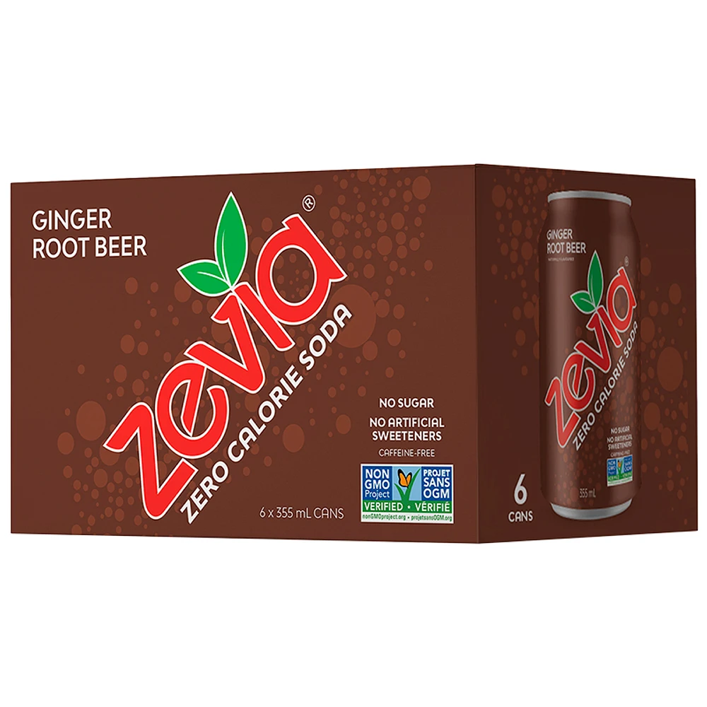 Zevia Soda - Ginger Root Beer - 6 x 355ml