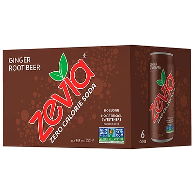 Zevia Soda - Ginger Root Beer - 6 x 355ml