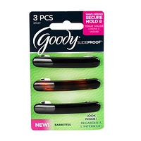 Goody SlideProof Autoclasp Barrettes - Black/Tortoiseshell - 3s