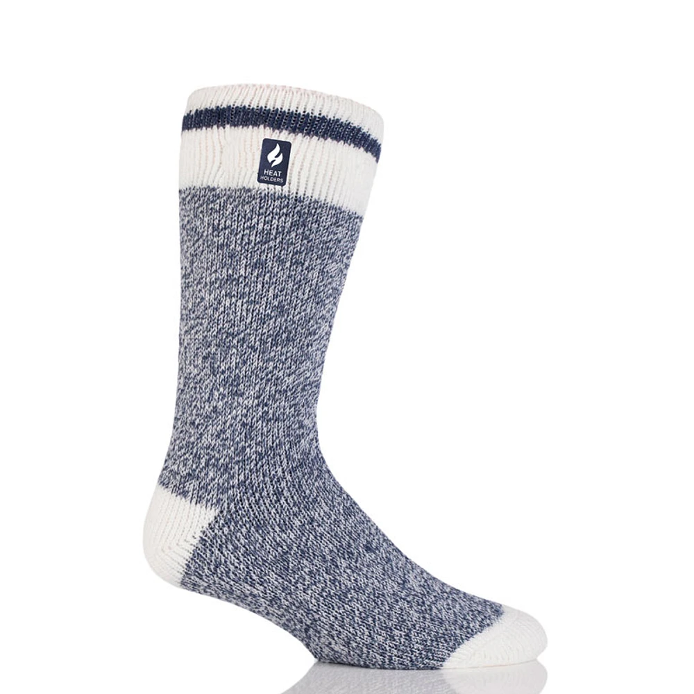 Heat Holders Men's Block Twist Crew Sock - Navy