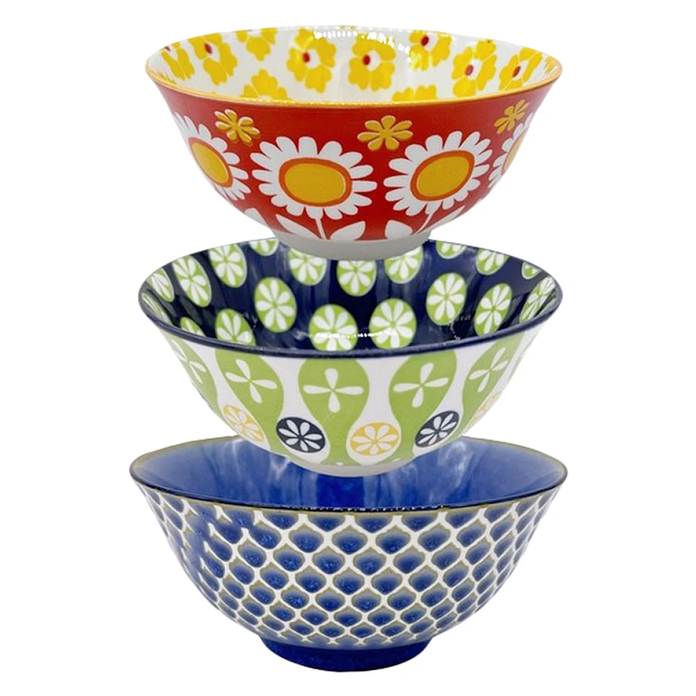 Pattern Ceramic Bowls - Assorted - 6 Inch