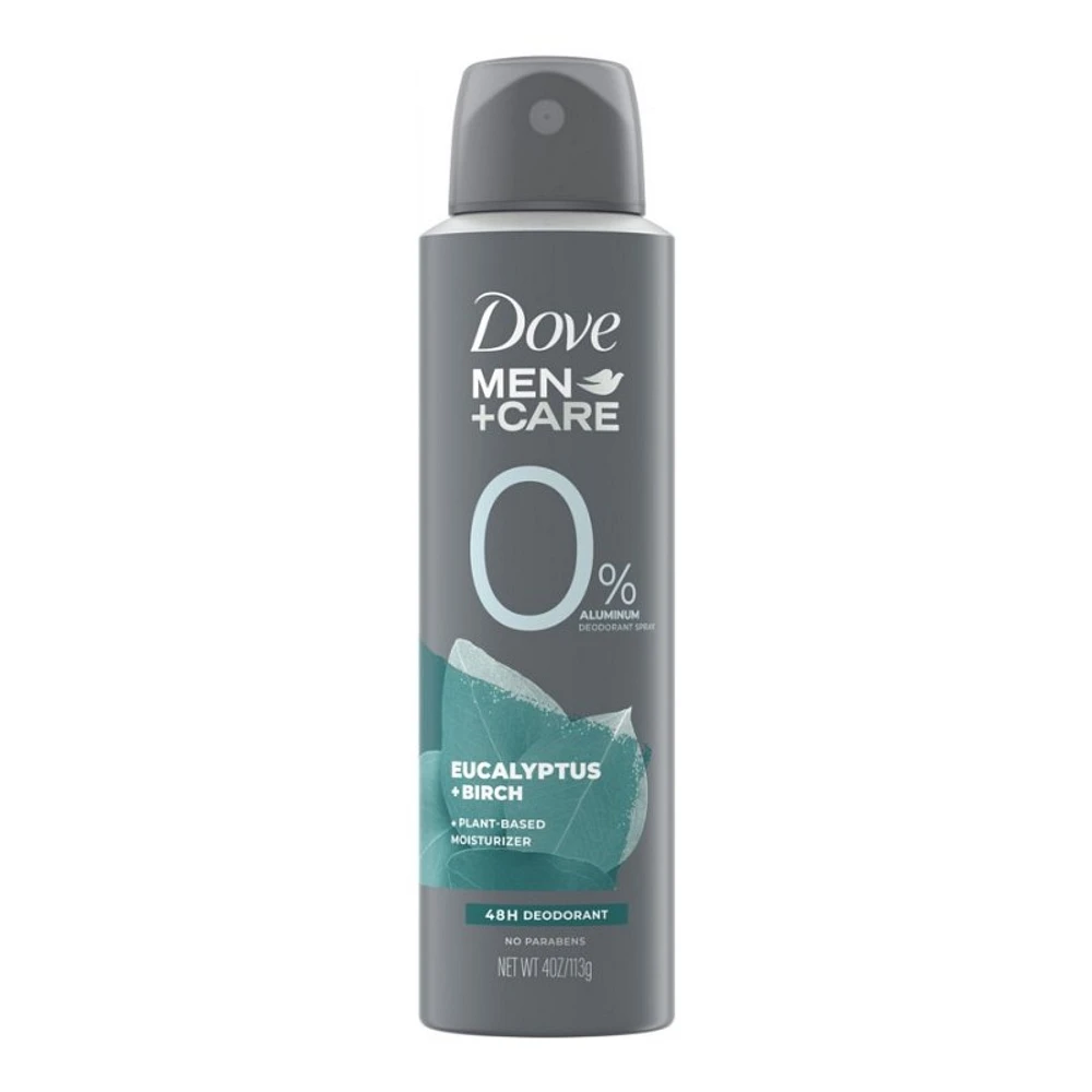 Dove Men+ Care 0 Percent Aluminum Deodorant Spray - Eucalyptus and Birch - 113g