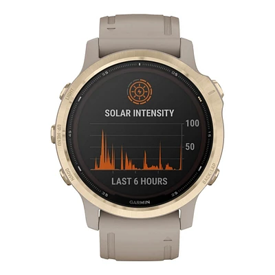 Garmin fenix 6S Pro Solar Edition Smartwatch - Light Gold - 010-02409-10