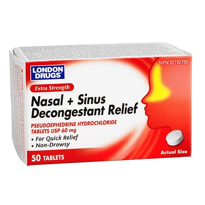 Wellness by London Drugs Extra Strength Nasal + Sinus Decongestant Relief - 50s