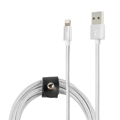 Logiix Piston Connect 360 Woven Lightning Cable - Silver - LGX12355