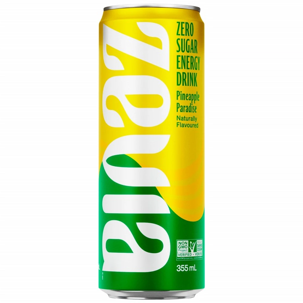 Zevia Zero Sugar Energy Drink - Pineapple - 355ml