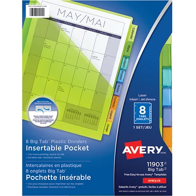 Avery Big Tab Pocket Insertable Plastic Dividers - 8 tabs