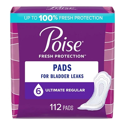 Poise Incontinence & Postpartum Regular Length Pads - Ultimate Absorbency - 112 Count
